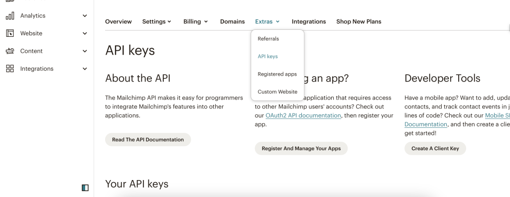 Finding your API Key in MailChimp